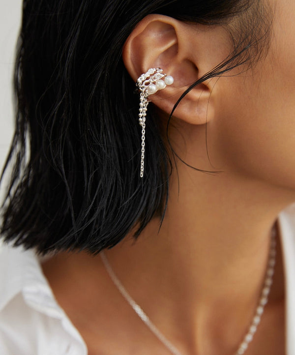 Cascade Shell Bead Ear Cuff