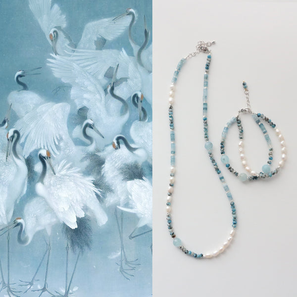 Tranquil Clarity - Aquamarine Pearl Necklace