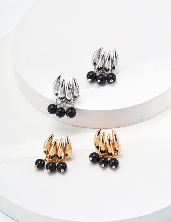 Onyx Claw Drop Earrings