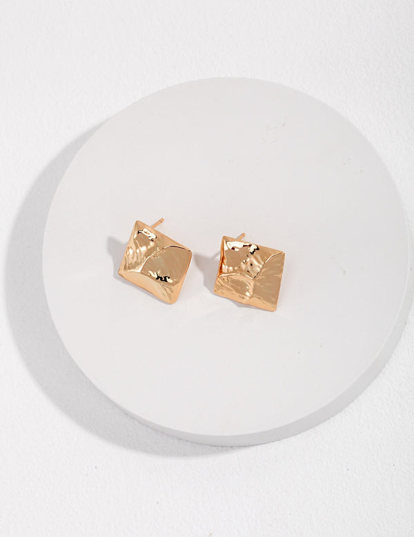 Golden Mirage Square Stud Earrings