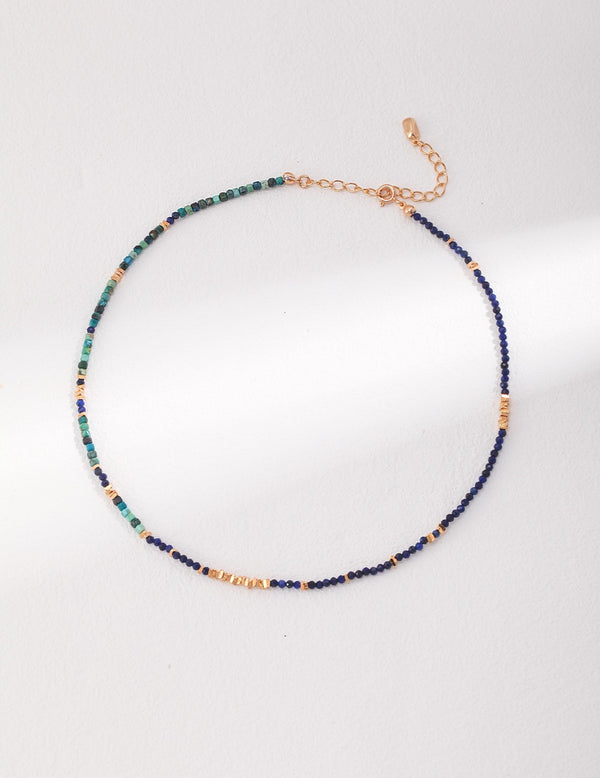 Lapis Lazuli Beaded Charm Necklace