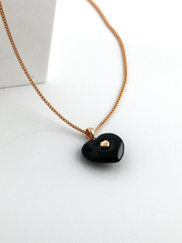 Noir Amour Necklace with Black Heart Enamel Pendant