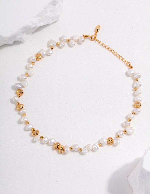 Eleanor Baroque Pearl Necklace with Gold Bead