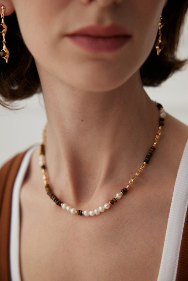 Tiger Pearl Beaded Necklace